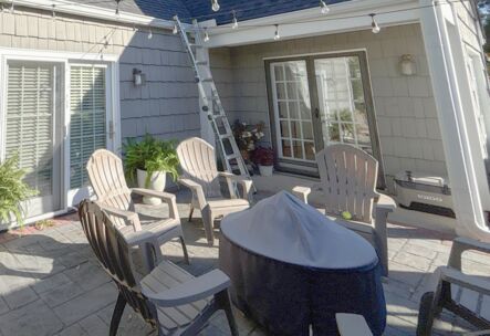 Beautiful outdoor patio deck with pergola